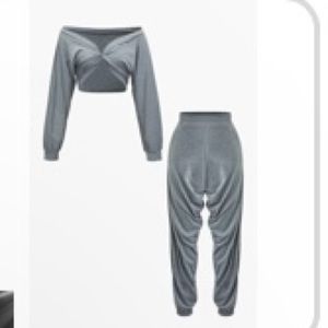 V neck twist top long sleeve with matching high waisted jogger
